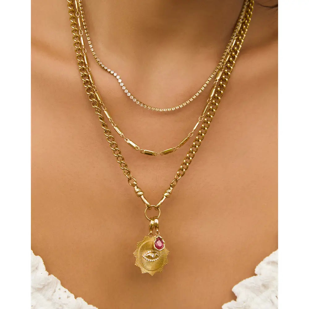 Charlize Gold Tennis Necklace - Gold - Necklaces