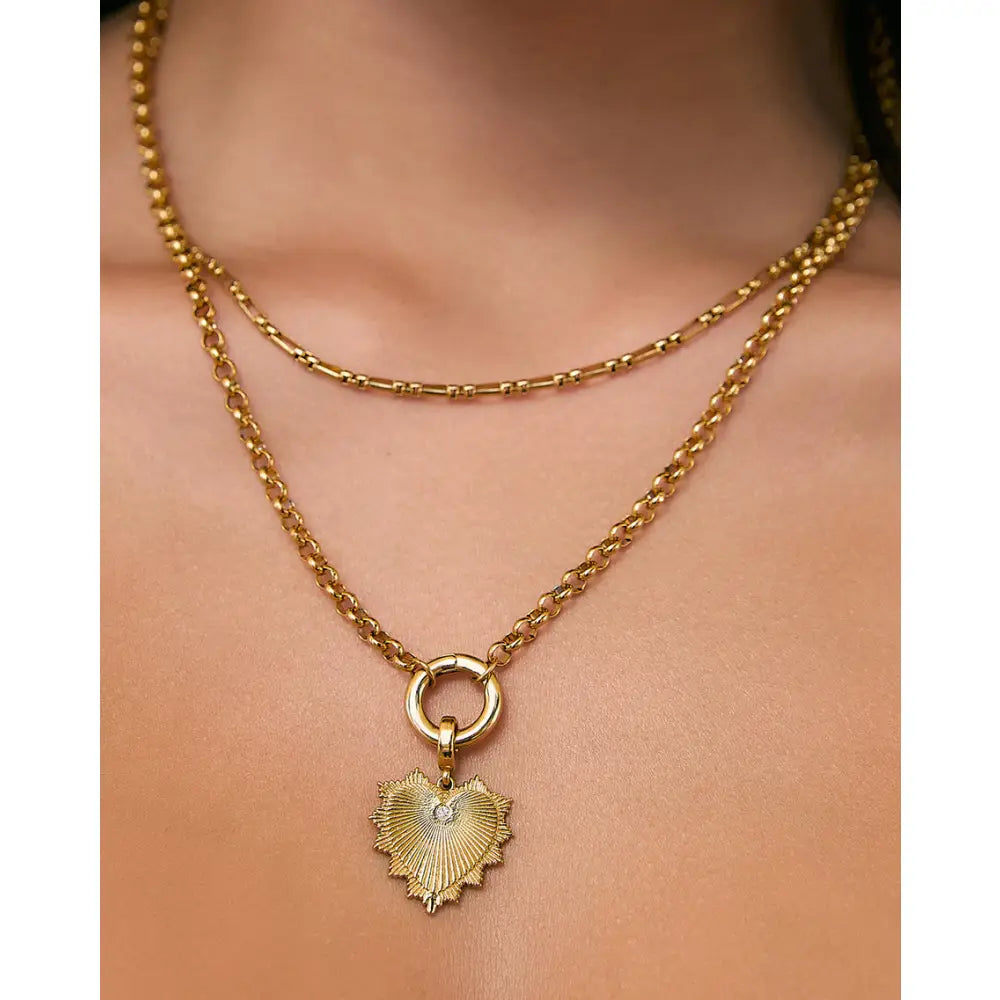 Circle Charm Gold Necklace - Gold - Necklaces