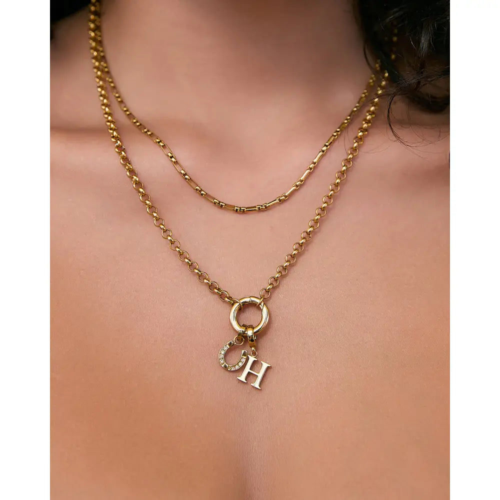 Circle Charm Gold Necklace - Gold - Necklaces