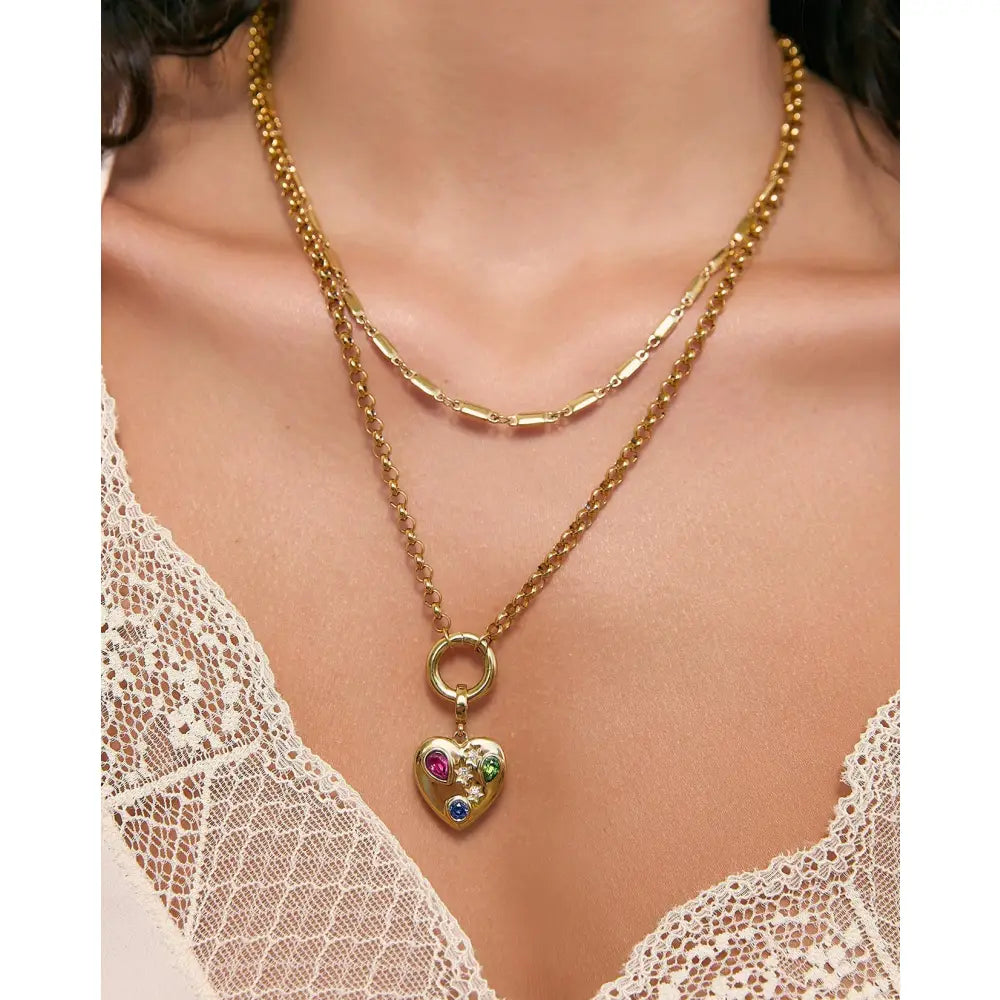 Circle Charm Gold Necklace - Gold - Necklaces