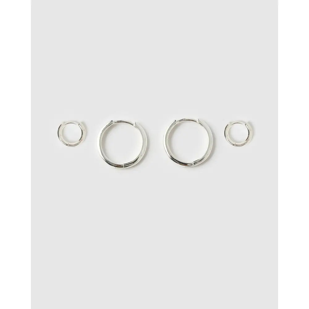 Circle Earring Stack - Silver - Earrings