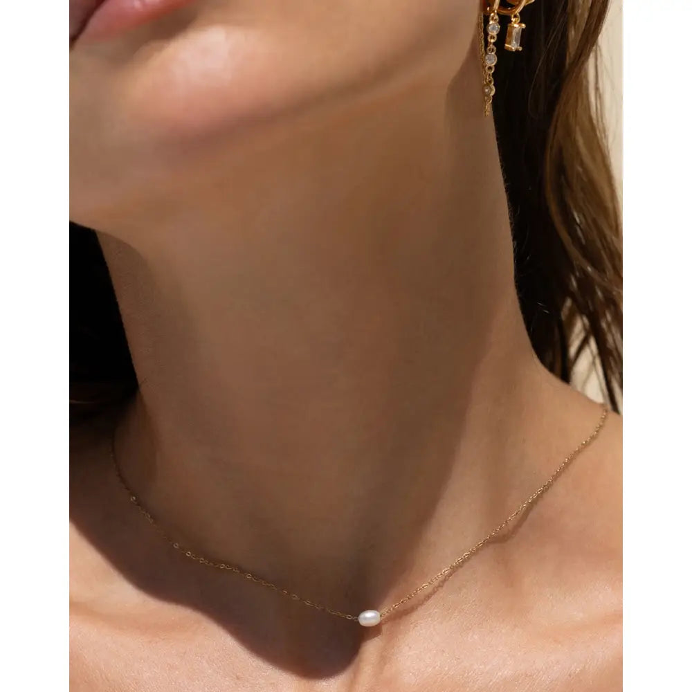 Cressida Gold Pearl Necklace - Necklaces