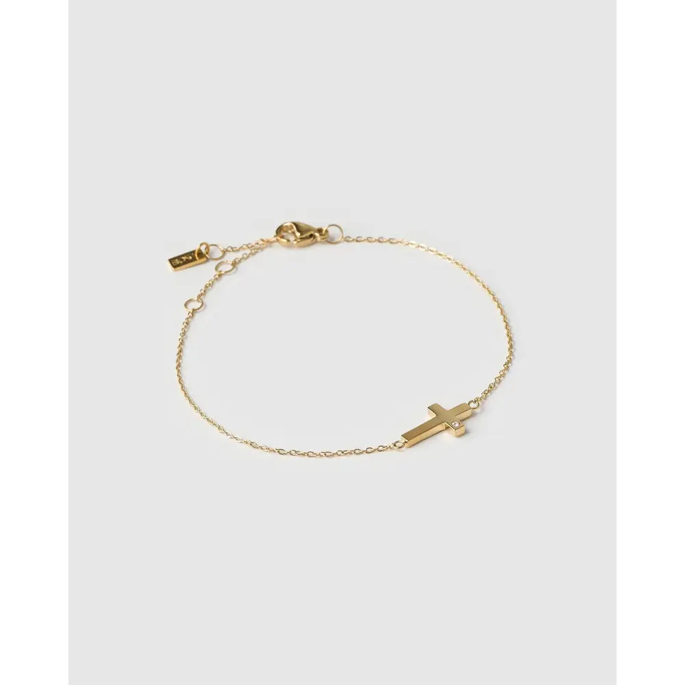 Cross Charm Bracelet - Gold - Bracelets