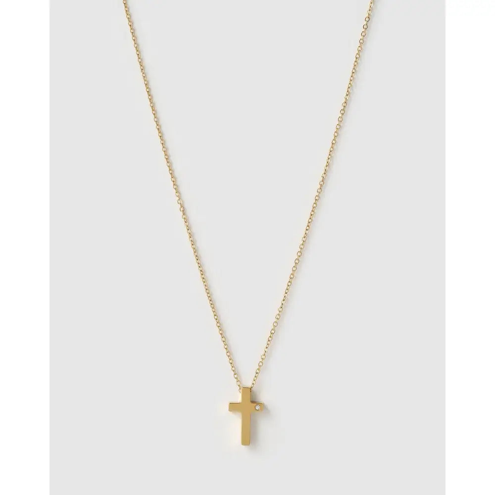 Cross Charm Gold Necklace - Necklaces