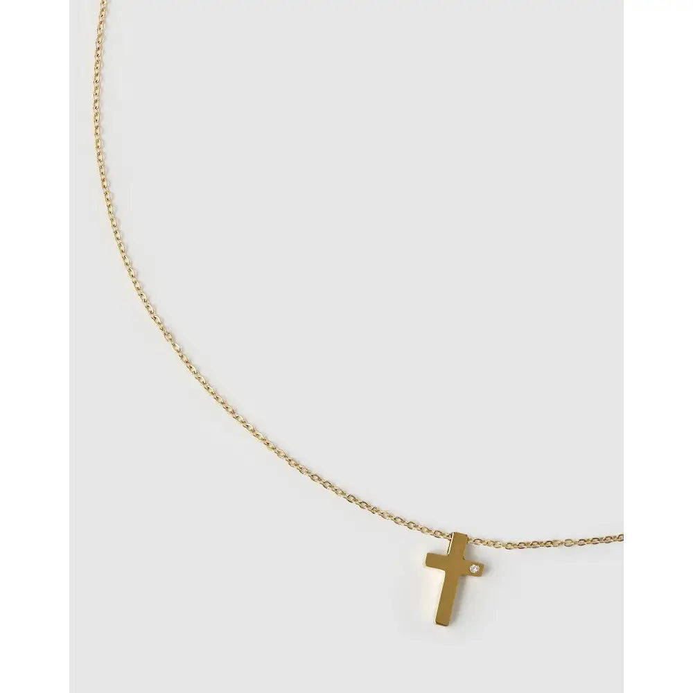 Cross Charm Gold Necklace - Necklaces