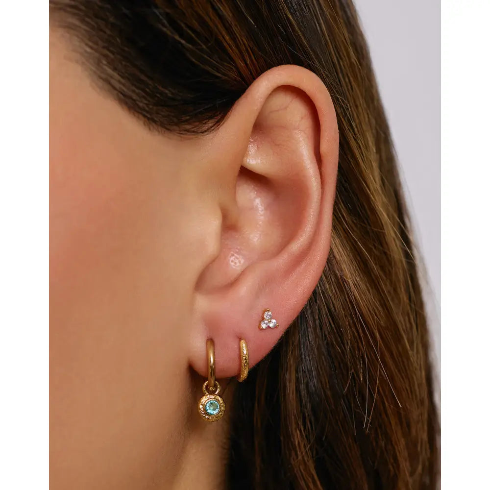 Crushed Birthstone Gold Huggie Earrings - Earrings