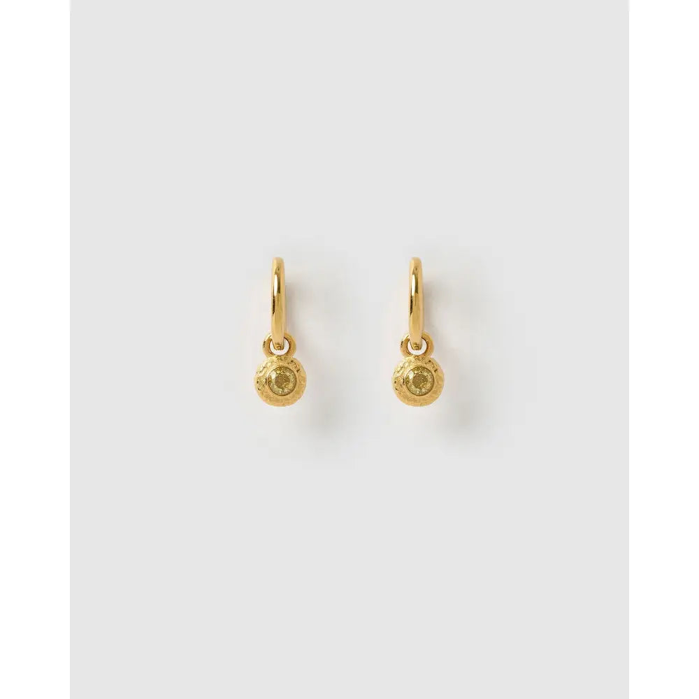 Crushed Birthstone Gold Huggie Earrings - November - Citrine - Earrings