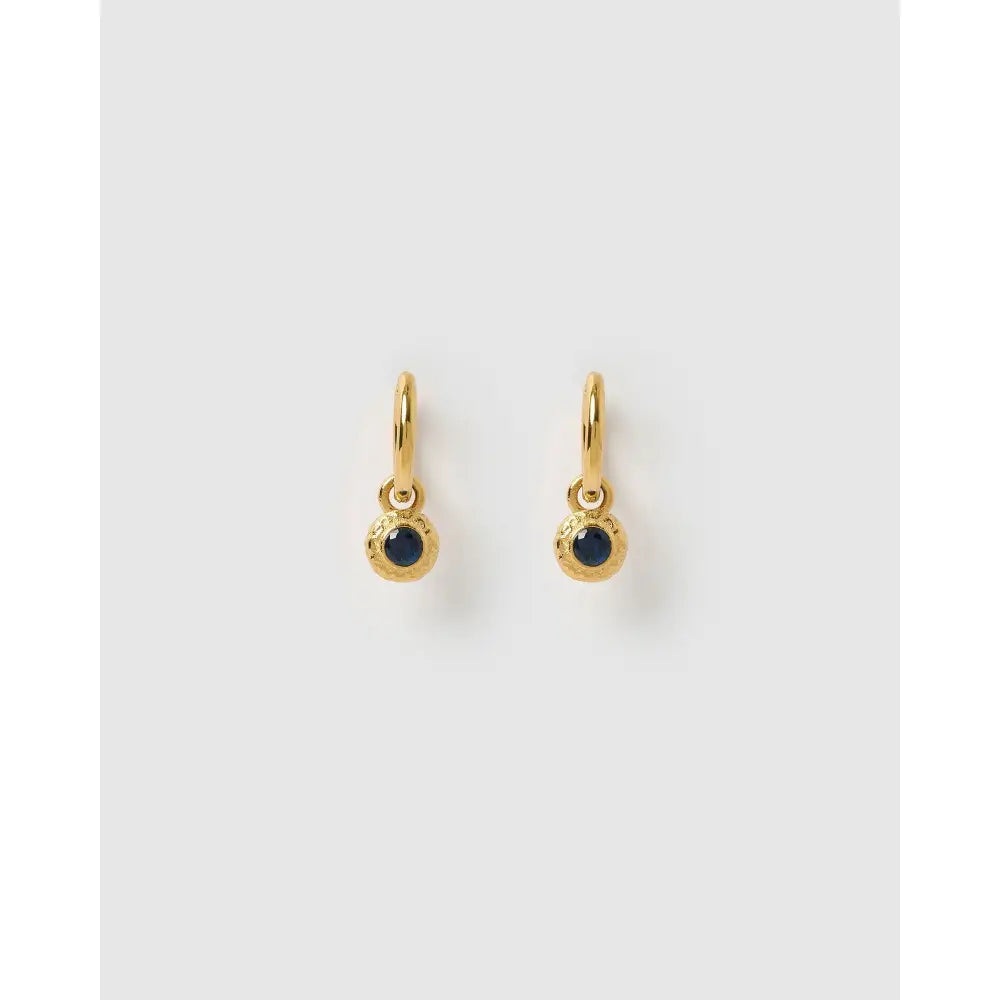 Crushed Birthstone Gold Huggie Earrings - September - Sapphire - Earrings