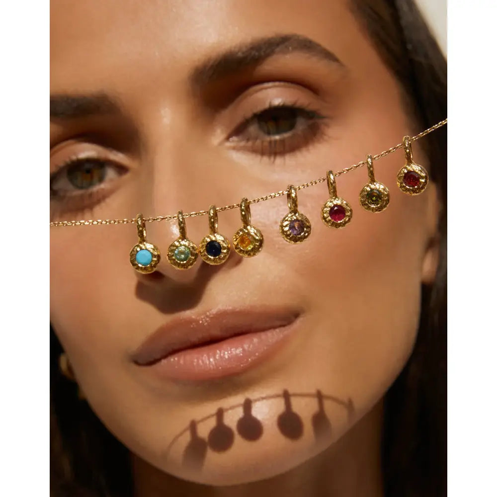 Crushed Birthstone Gold Necklace - Necklaces