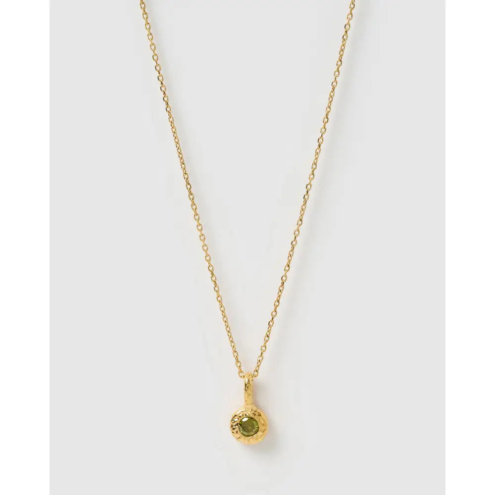 Crushed Birthstone Gold Necklace - August - Peridot - Necklaces