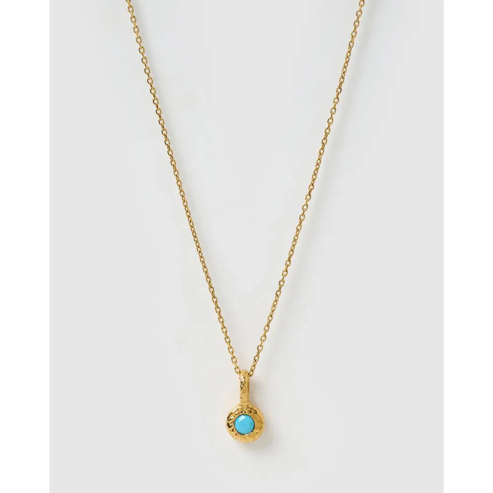 Crushed Birthstone Gold Necklace - December - Turquoise - Necklaces