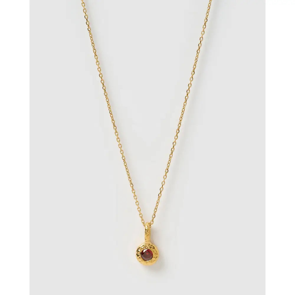 Crushed Birthstone Gold Necklace - January - Garnet - Necklaces