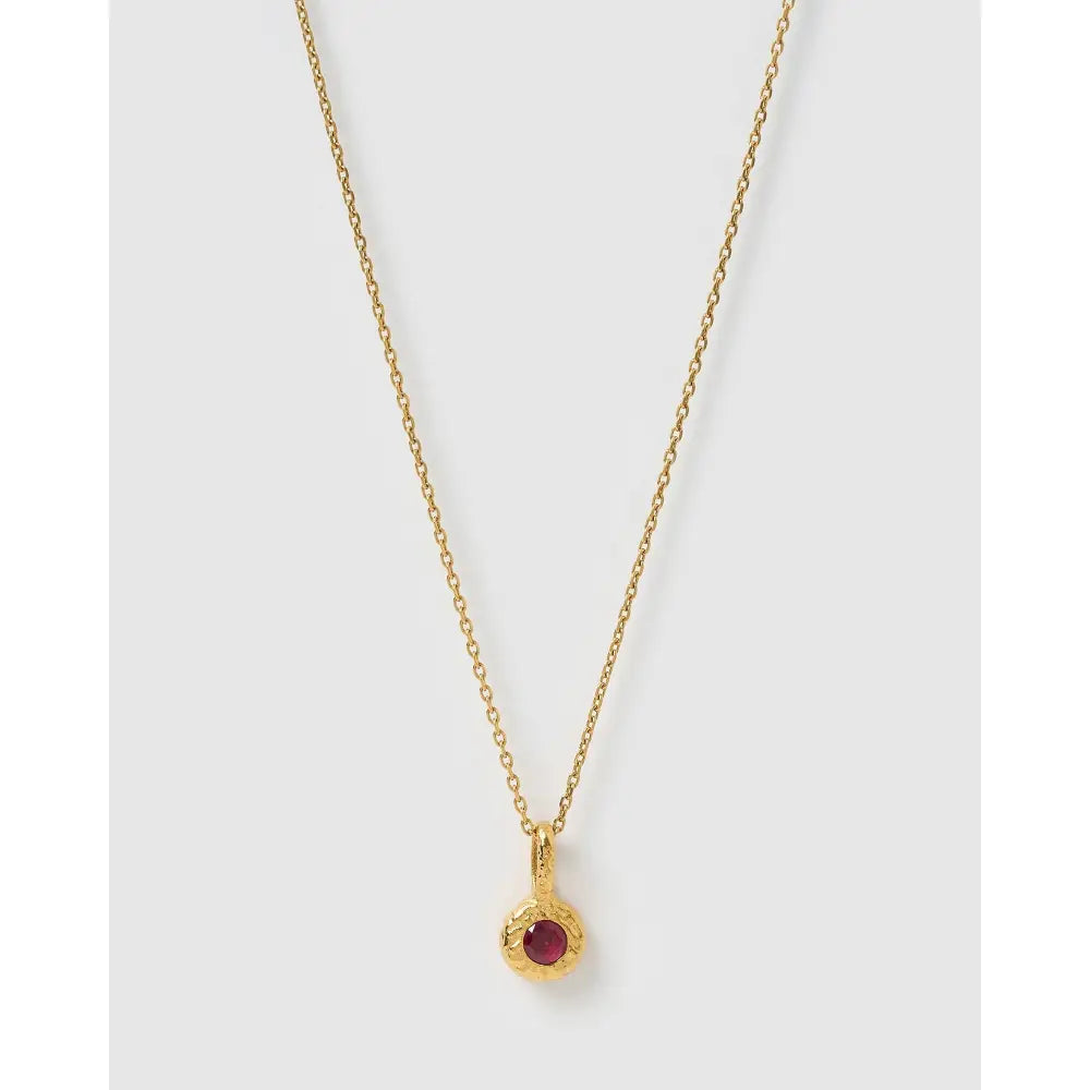 Crushed Birthstone Gold Necklace - July - Ruby - Necklaces