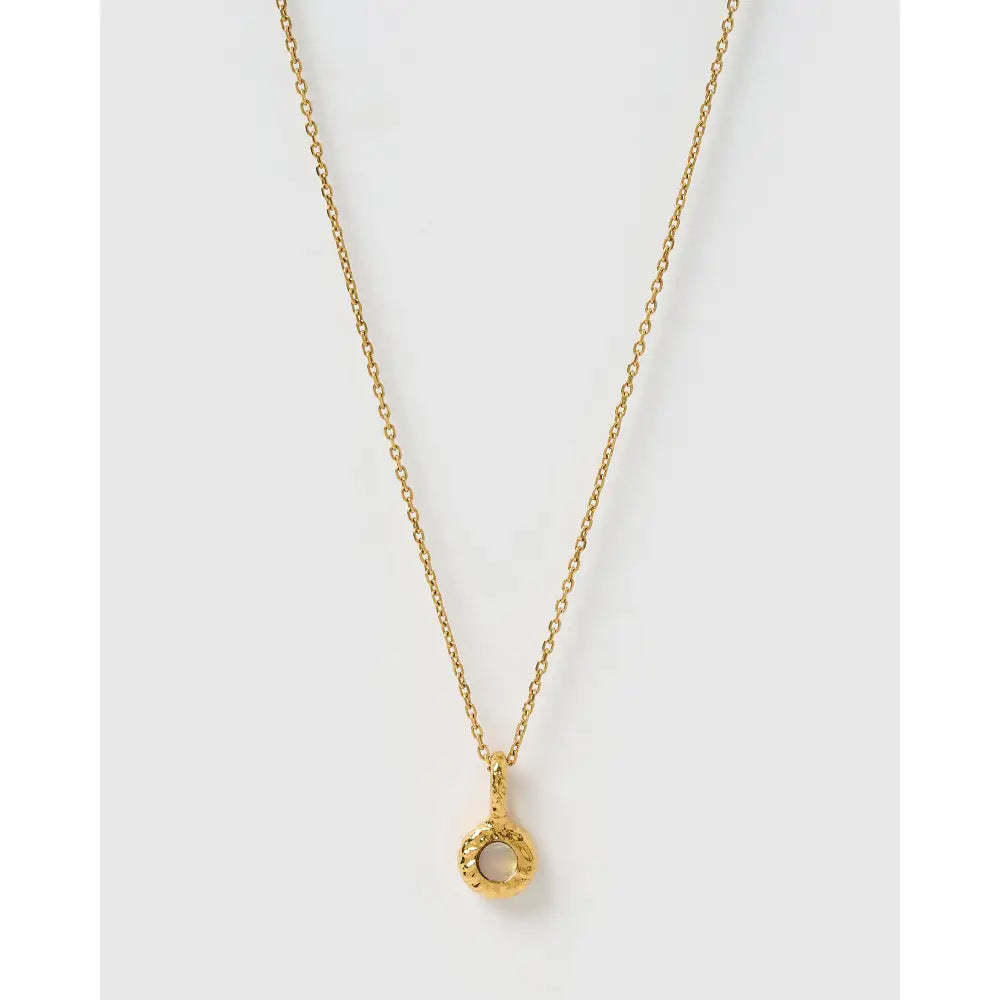 Crushed Birthstone Gold Necklace - June - Pearl - Necklaces