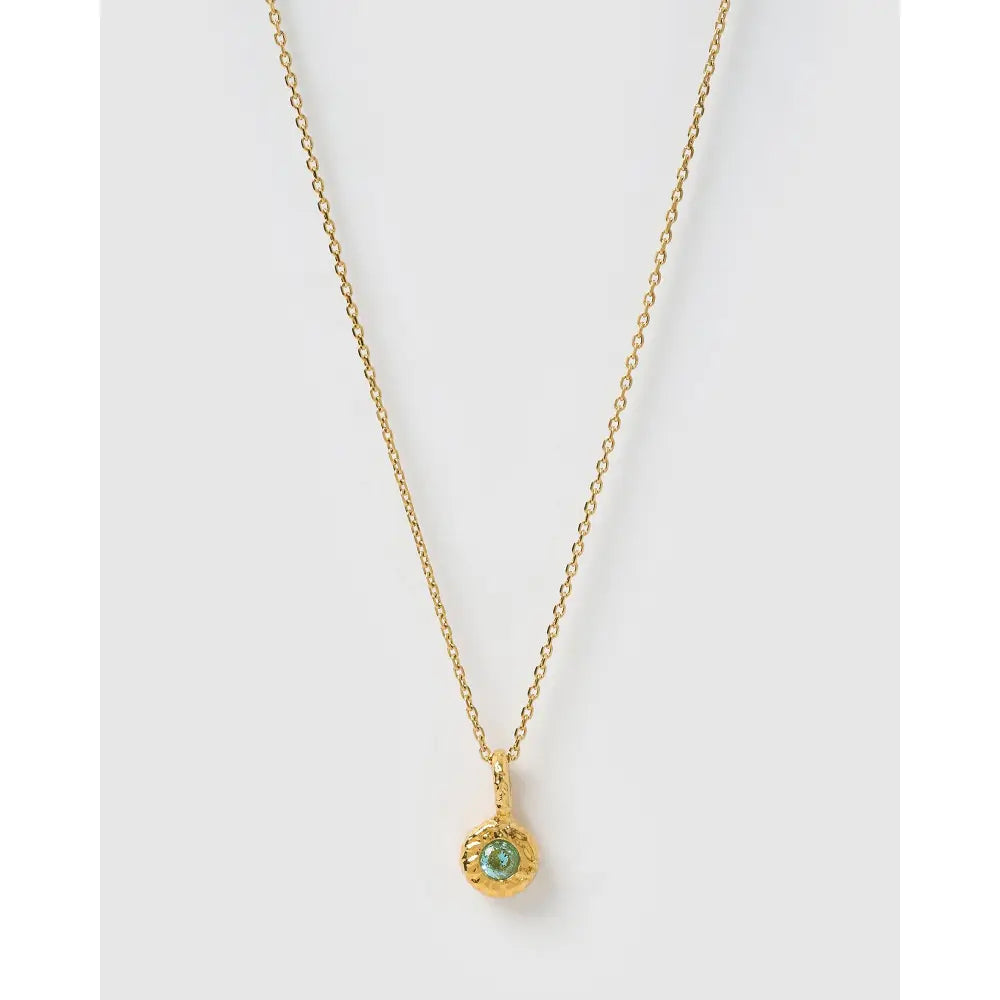 Crushed Birthstone Gold Necklace - March - Aquamarine - Necklaces