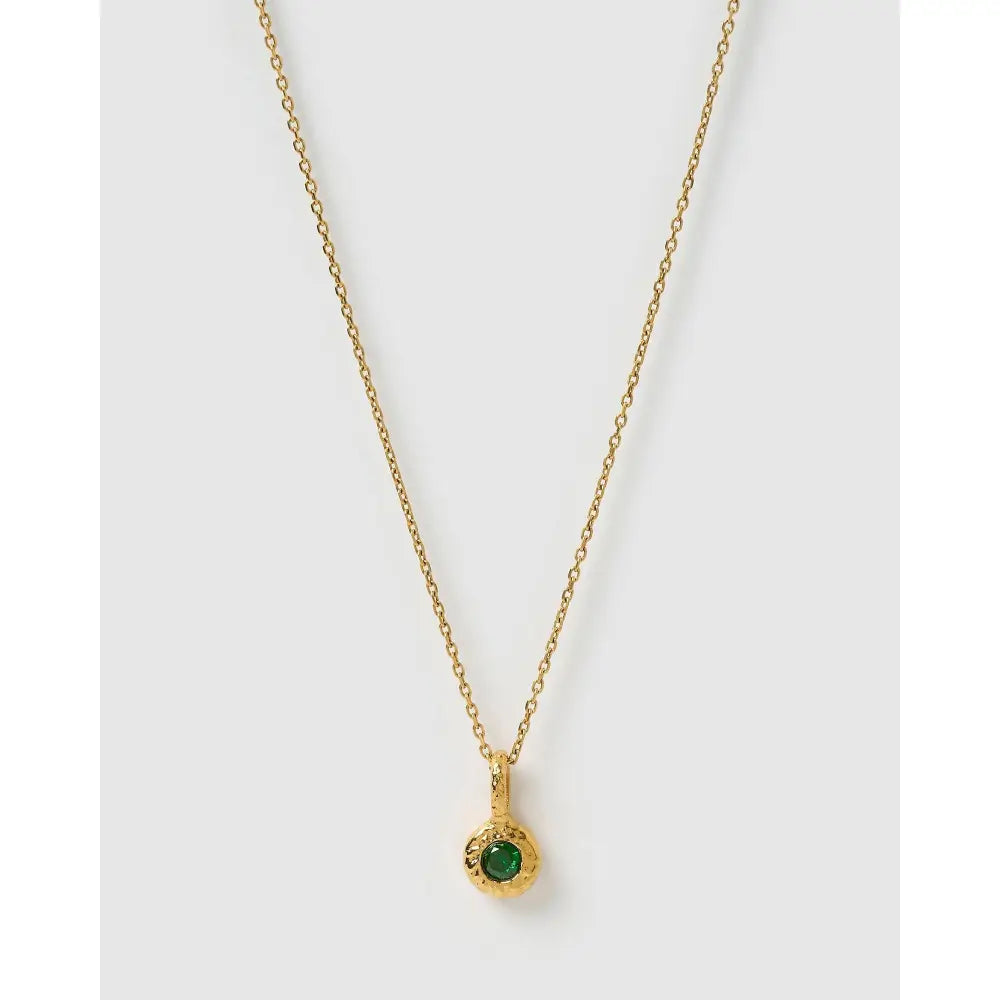 Crushed Birthstone Gold Necklace - May - Emerald - Necklaces