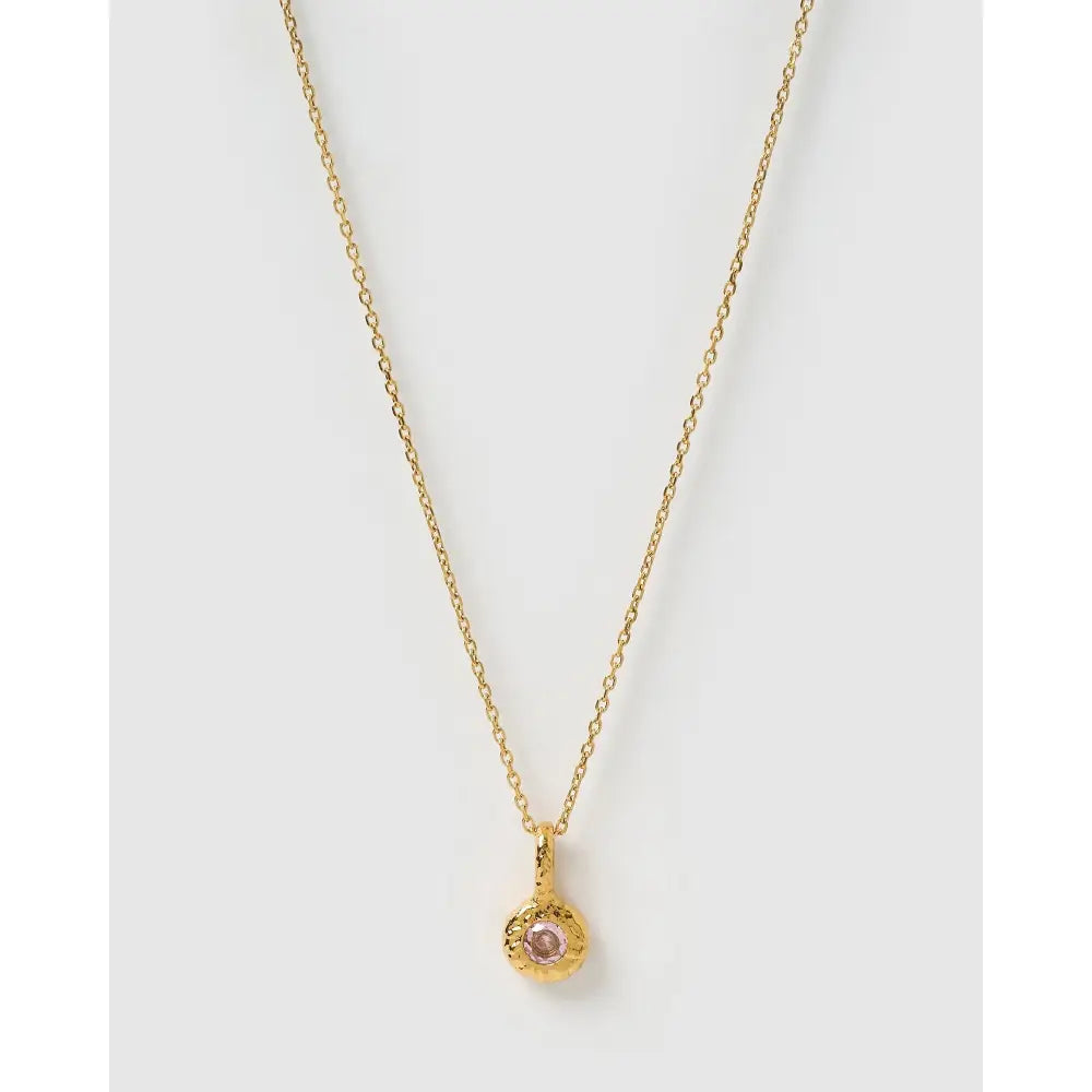Crushed Birthstone Gold Necklace - October - Pink Tourmaline - Necklaces