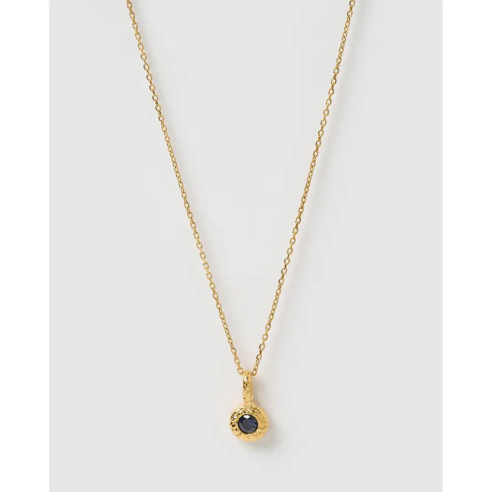 Crushed Birthstone Gold Necklace - September - Sapphire - Necklaces