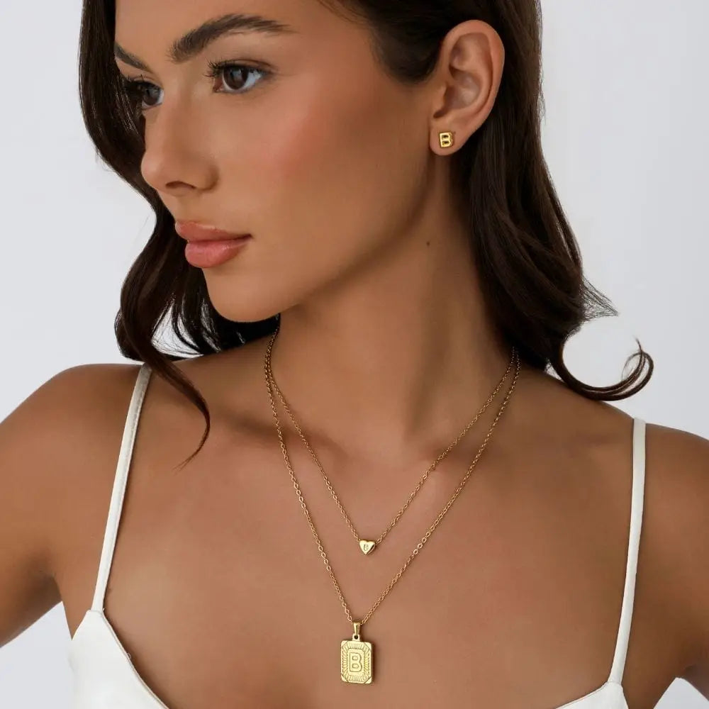 Dainty Heart Initial Necklace - Necklaces