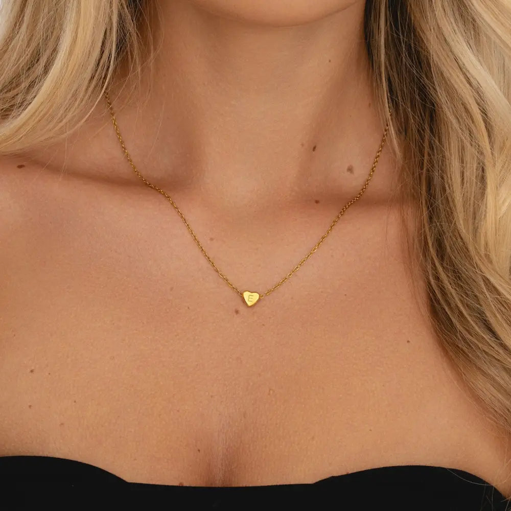 Dainty Heart Initial Necklace - Necklaces