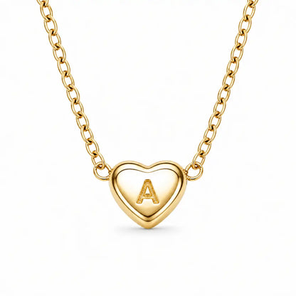 Dainty Heart Initial Necklace - Gold / A - Necklaces