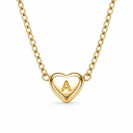 Dainty Heart Initial Necklace - Gold / A - Necklaces