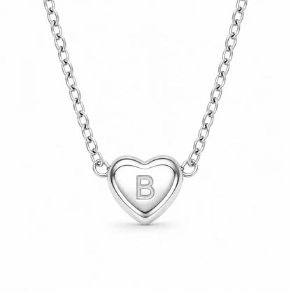 Dainty Heart Initial Necklace - Silver / A - Necklaces