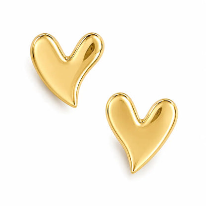 Desire Heart Stud Earrings - Gold - Earrings