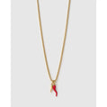 Double Cornicello Charm Gold Necklace - Hugo Chain - Necklaces