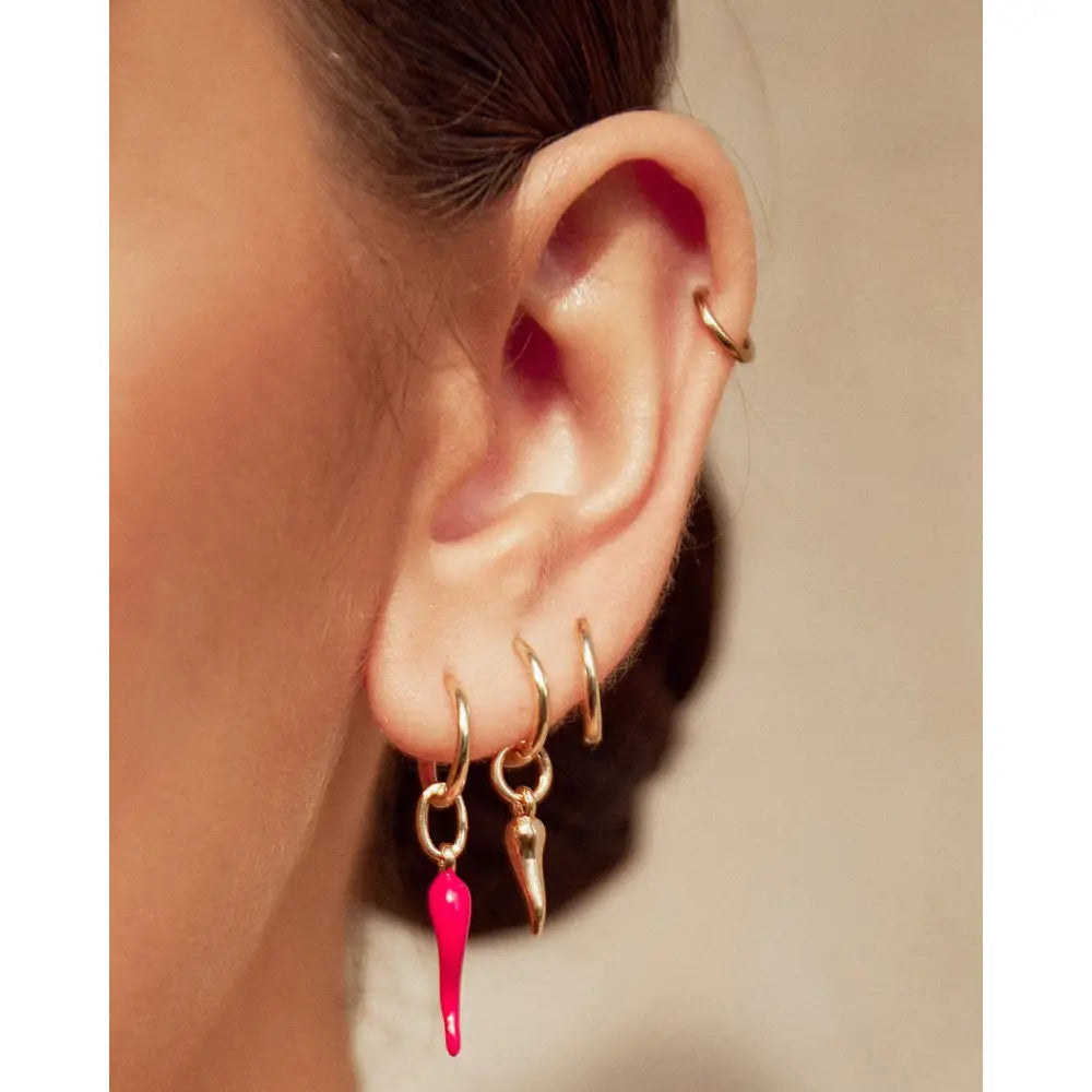 Double Cornicello Earring Stack - Earrings