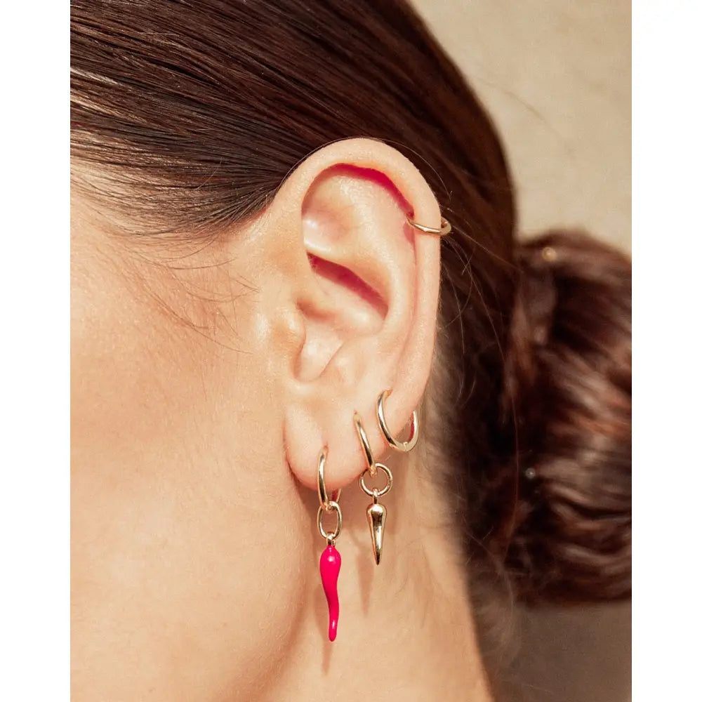 Double Cornicello Earring Stack - Earrings