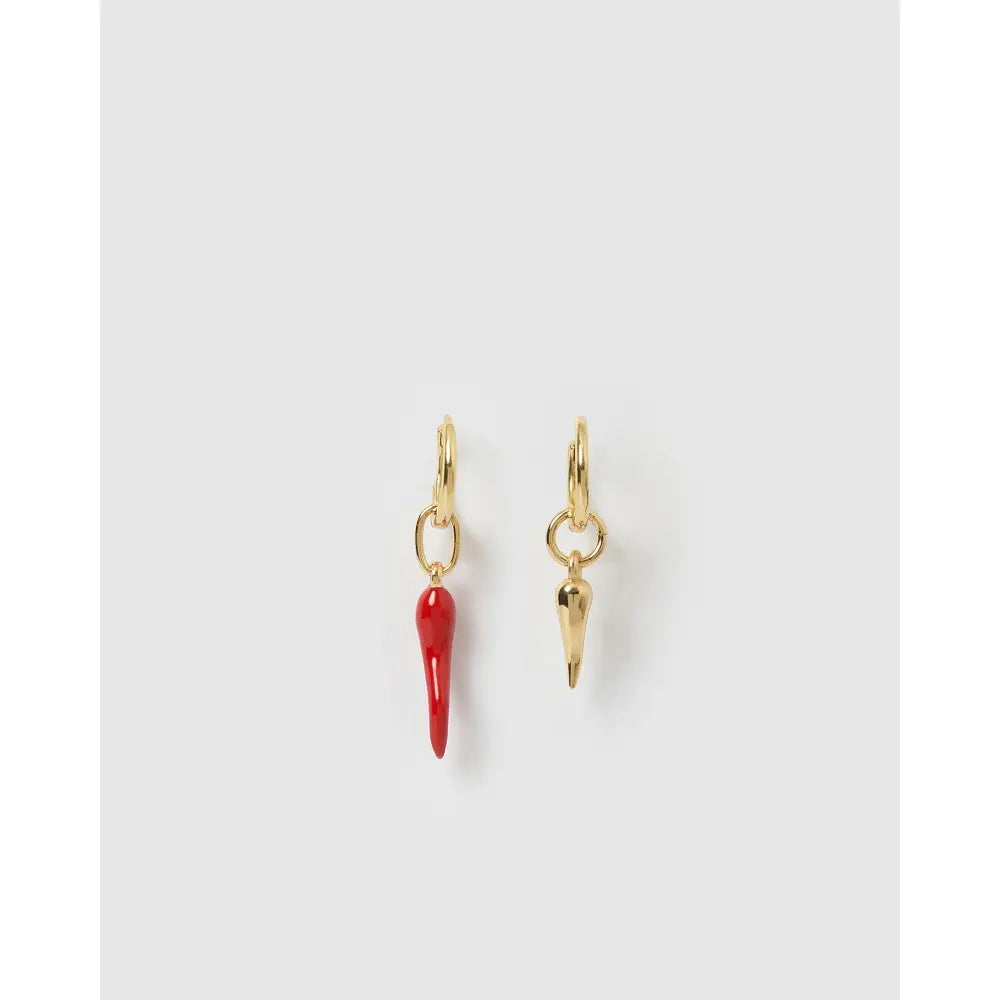 Double Cornicello Earring Stack - Earrings