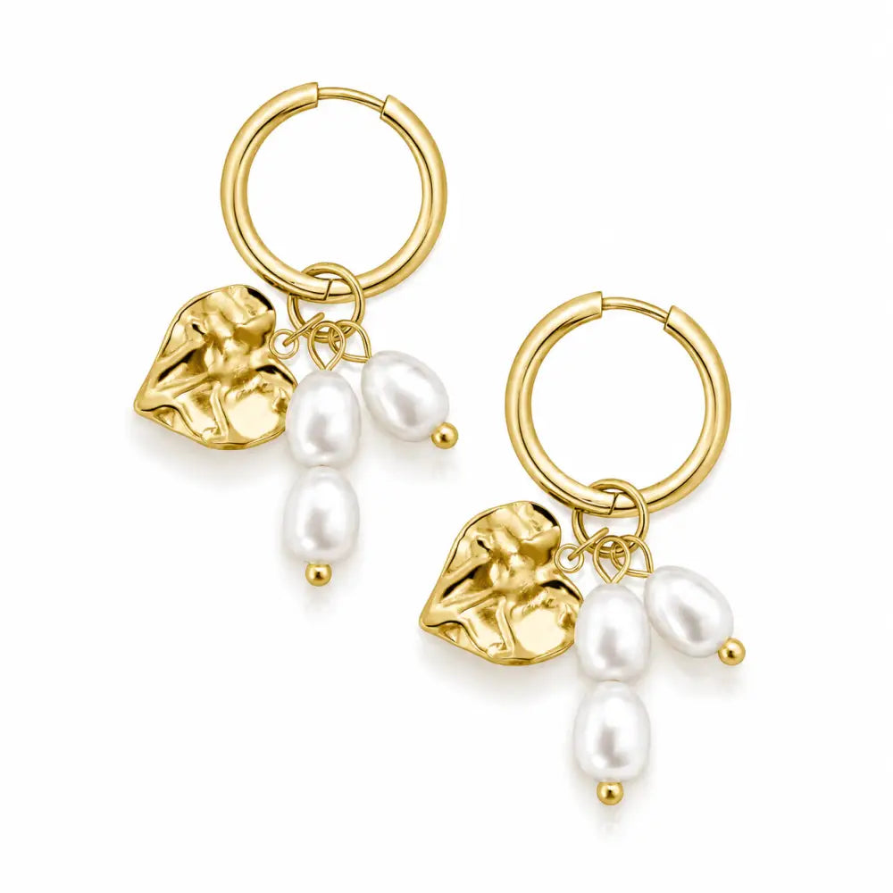 Elysian Pearl Hoop Earrings - Gold - Earrings