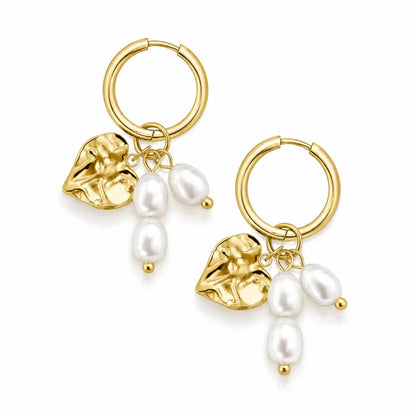 Elysian Pearl Hoop Earrings - Gold - Earrings