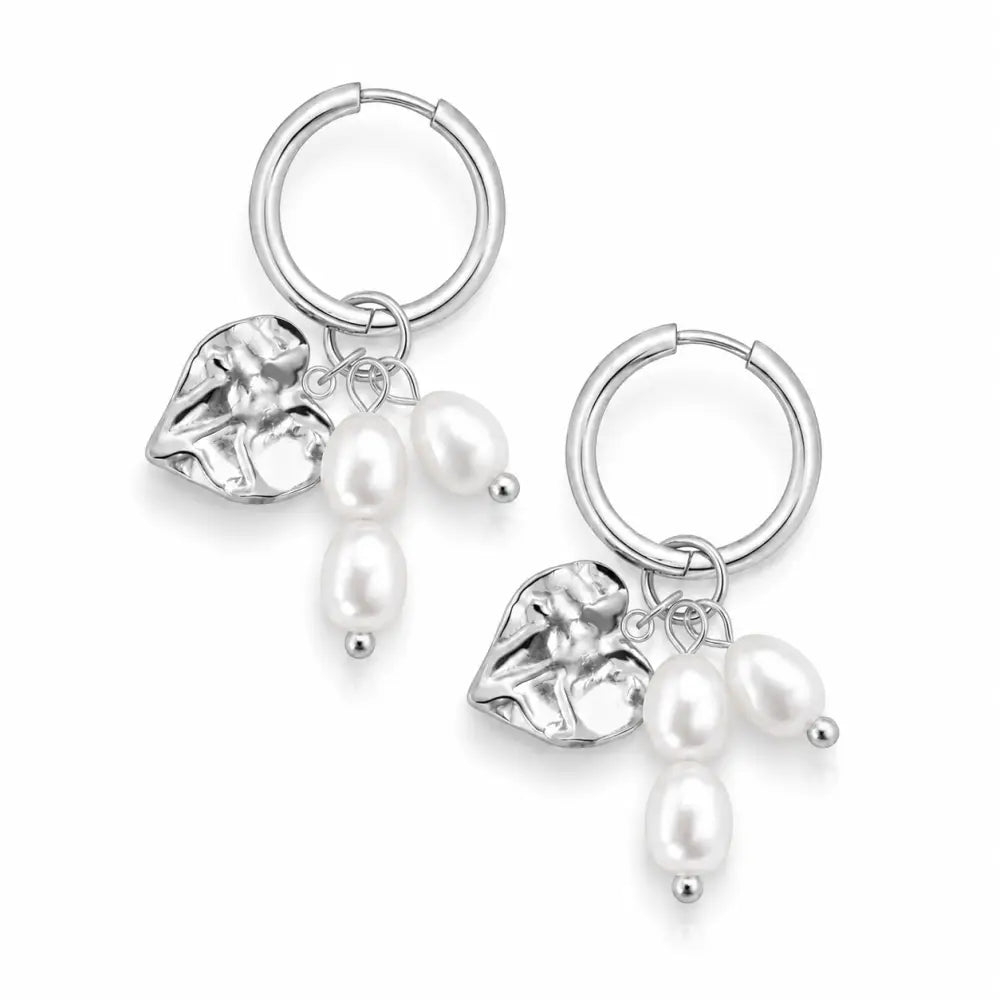 Elysian Pearl Hoop Earrings - Silver - Earrings