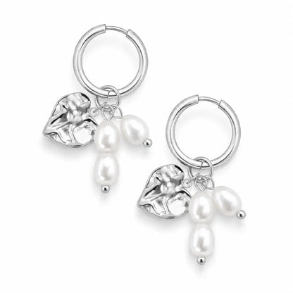 Elysian Pearl Hoop Earrings - Silver - Earrings