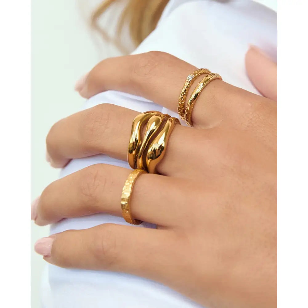 Emprezo Gold Ring Stack - Rings