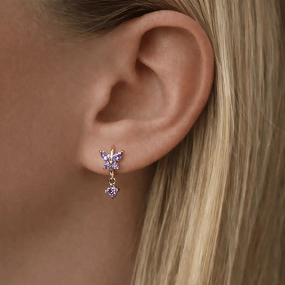 Evelyn Butterfly Hoop Earrings - Earrings