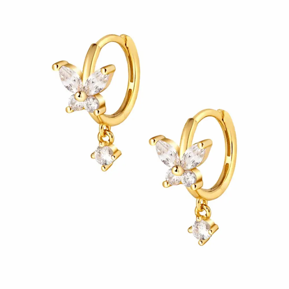 Evelyn Butterfly Hoop Earrings - Gold / White - Earrings