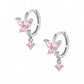 Evelyn Butterfly Hoop Earrings - Silver / Pink - Earrings