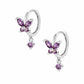 Evelyn Butterfly Hoop Earrings - Silver / Purple - Earrings