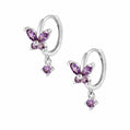 Evelyn Butterfly Hoop Earrings - Silver / Purple - Earrings