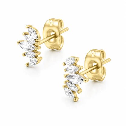 Fan Stud Earrings - Gold - Earrings