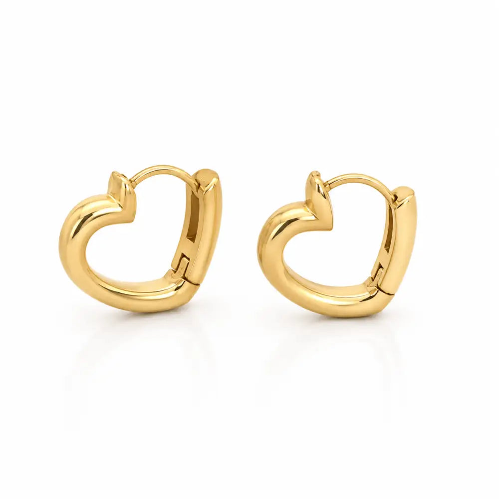 Fortune Heart Hoop Earrings - Gold - Earrings