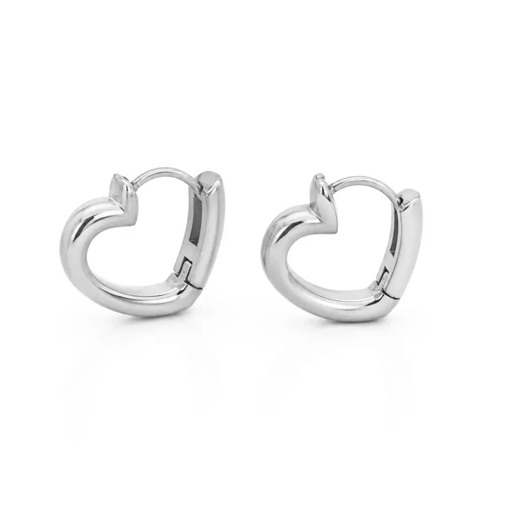 Fortune Heart Hoop Earrings - Silver - Earrings