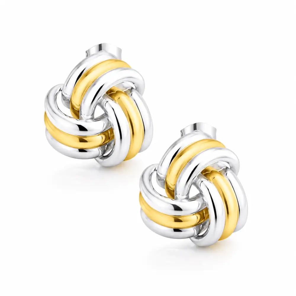 Freedom Knot Stud Earrings - Gold & Silver Mix - Earrings