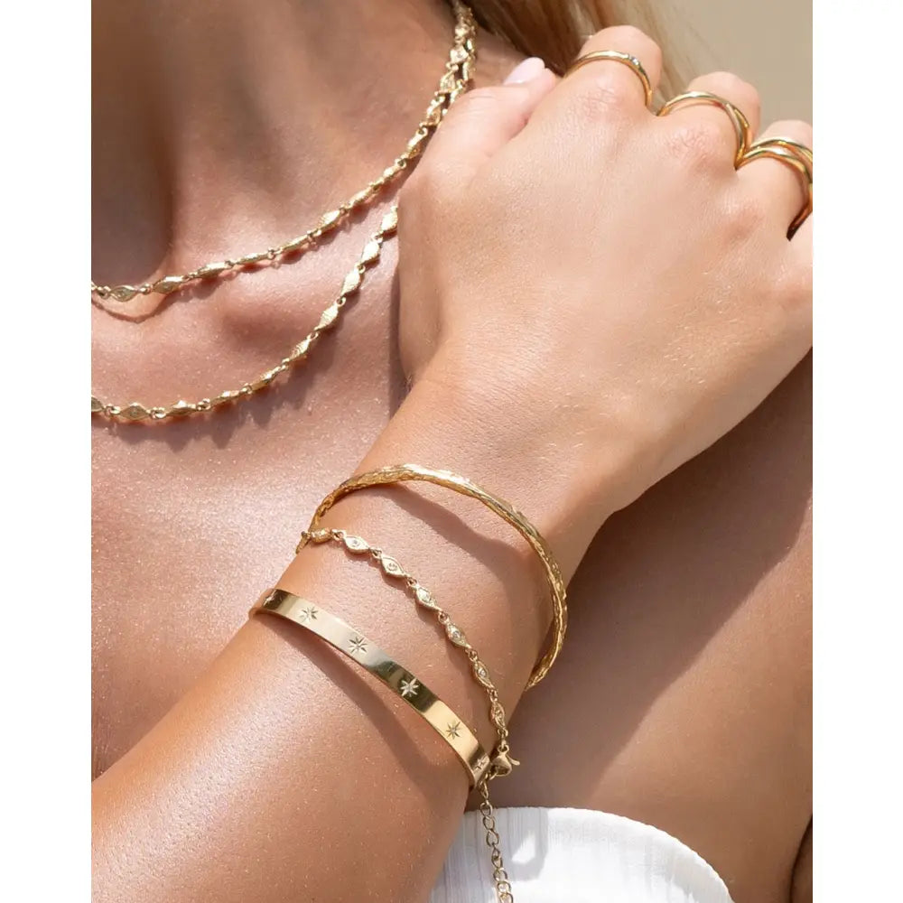 Gemma Gold Cuff Bracelet - Bracelets