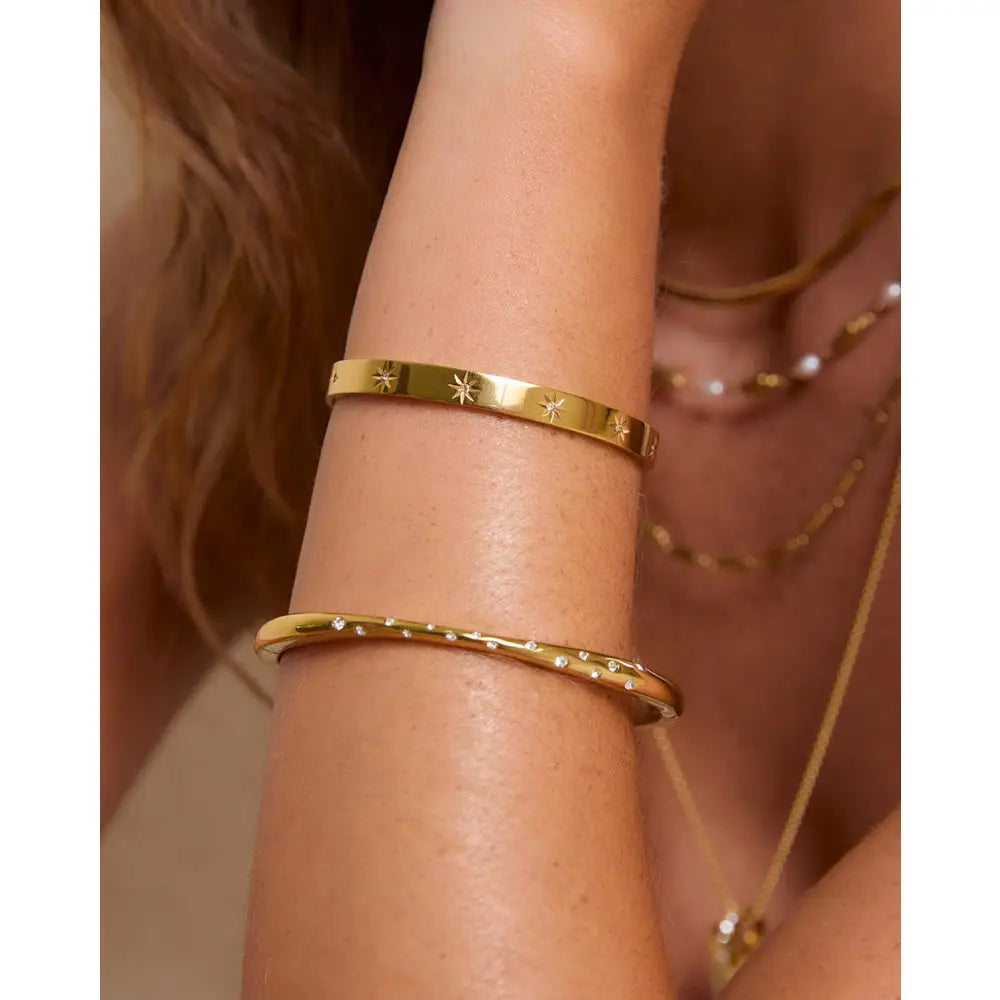 Gemma Gold Cuff Bracelet - Bracelets