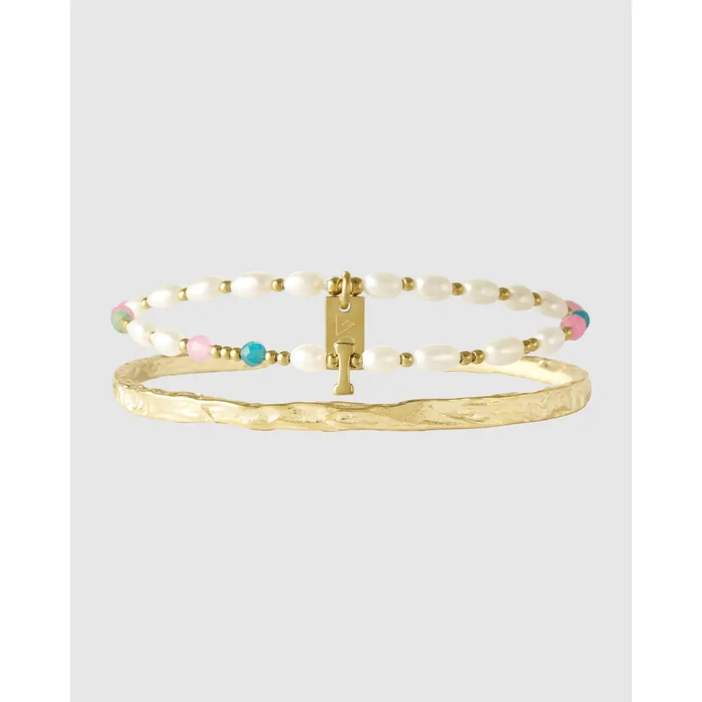Gemstone Initial Bracelet Stack - I - Bracelets