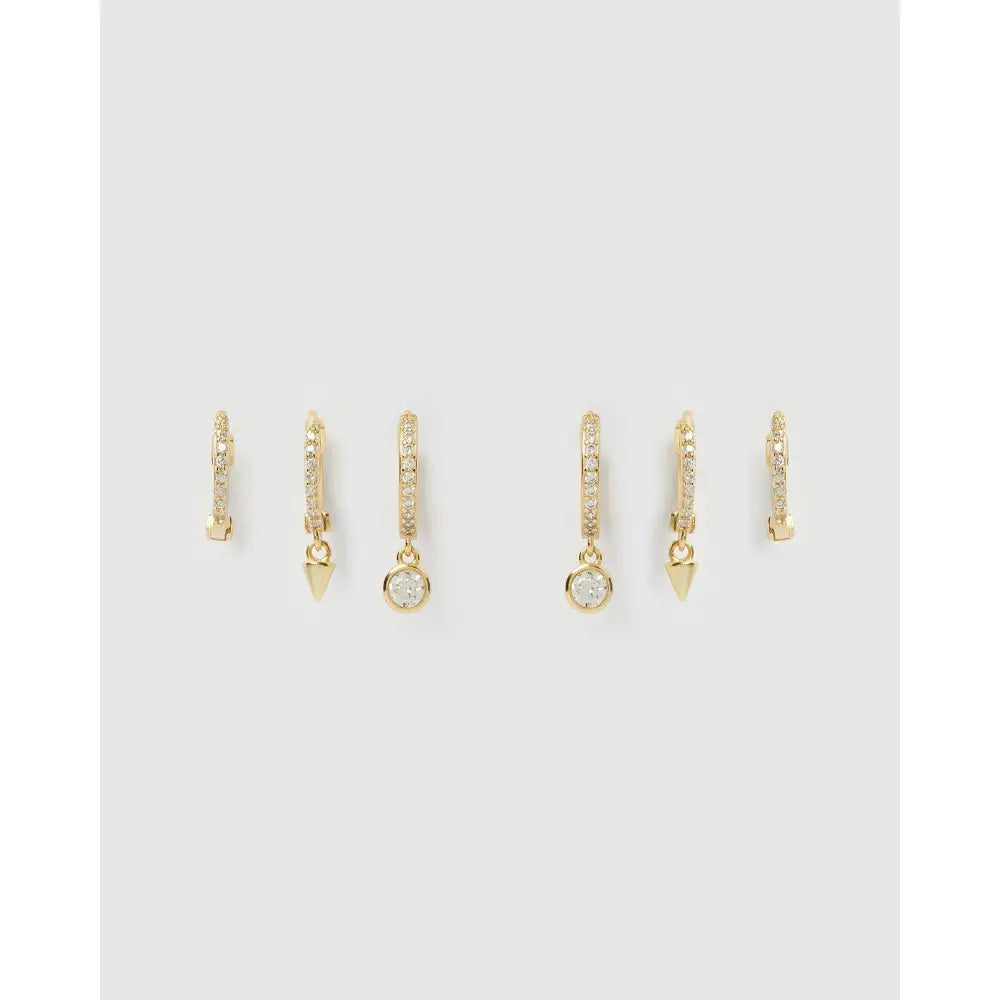 Glitter Stone Earring Stack - Earrings